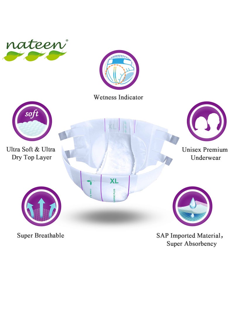 Super Ultra Incontinence Adult Diaper,Medium,Waist Size 95-125cm,80 Count Adult Diapers,Disposable Underwear for Men&Women,Briefs with Maximum Absorbency,Leak Protection-2640ml Absorbency.