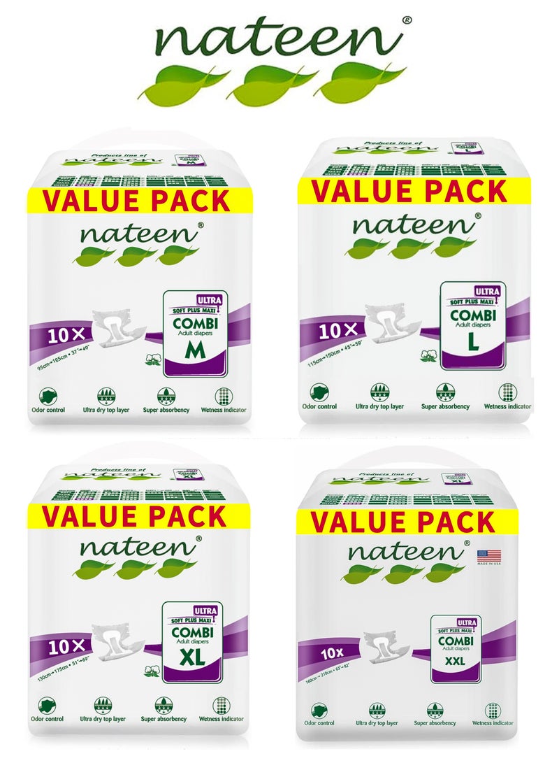 Pack Of 1 Combi Ultra Adult Diaper Brief Non Allergenic Fiber Super Comfort 10 Count