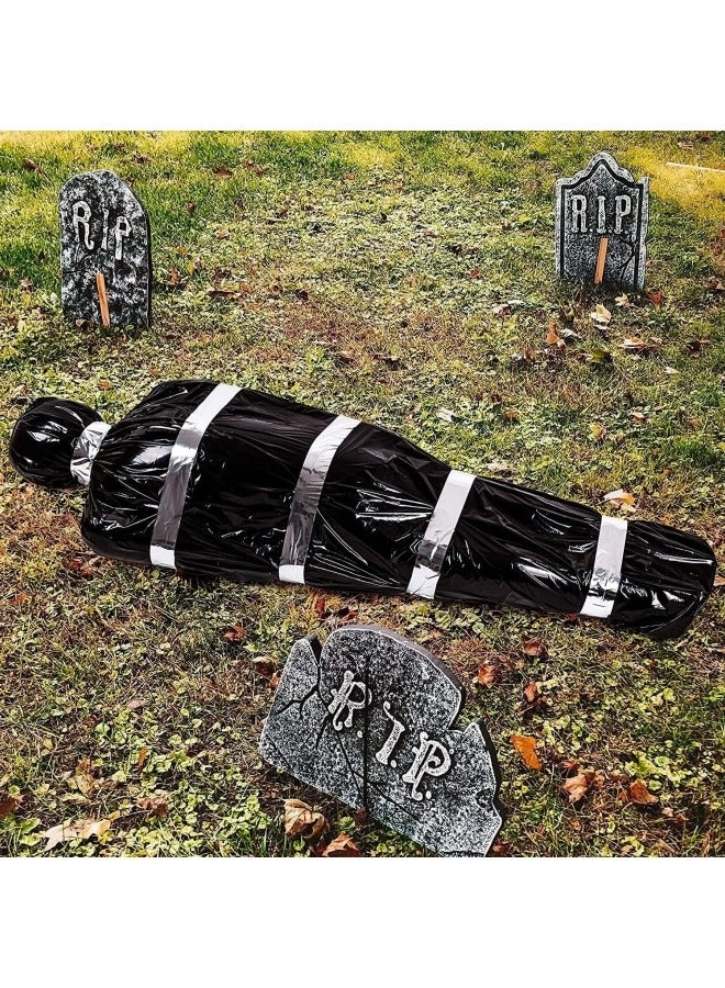 Haunted House Decor for Garden Party Decoration Dead Victims Body Bag Prop 59inch Scary Fake Corpse Props Hanging Corpses Props with Inflatable Pump