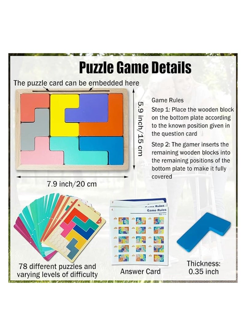 Top Dementia Activities for Seniors, Wooden Puzzle Pattern Blocks, Alzheimer's Memory Games & Cognitive Gifts for Elderly, Engaging, Durable, Fun Brain Teasers for Dementia