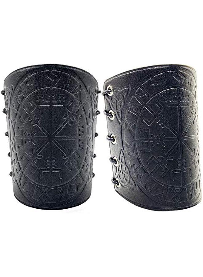 Viking Vegvisir Embossed Leather Arm Armor 3 Colors LARP Gauntlet Leather Armor Bracer