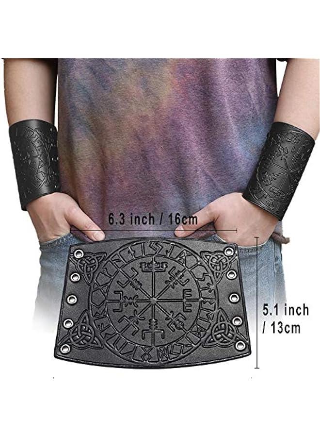 Viking Vegvisir Embossed Leather Arm Armor 3 Colors LARP Gauntlet Leather Armor Bracer