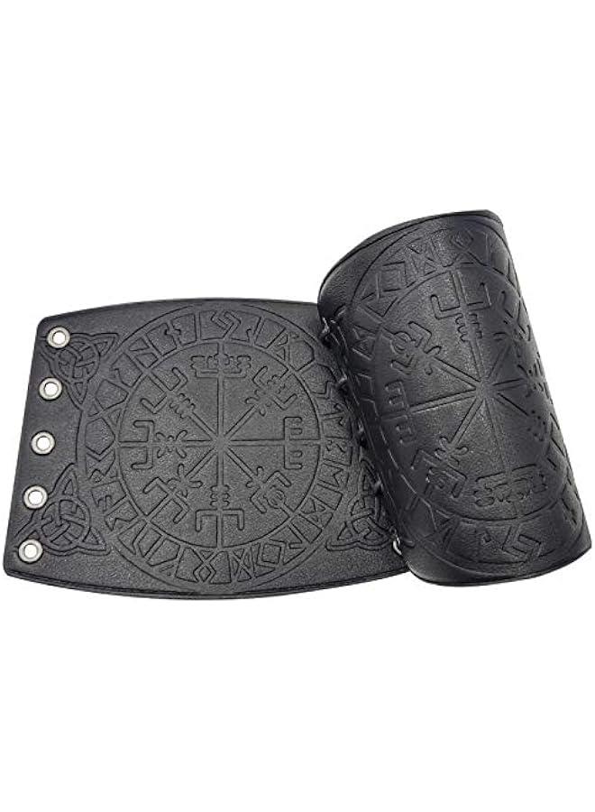 Viking Vegvisir Embossed Leather Arm Armor 3 Colors LARP Gauntlet Leather Armor Bracer