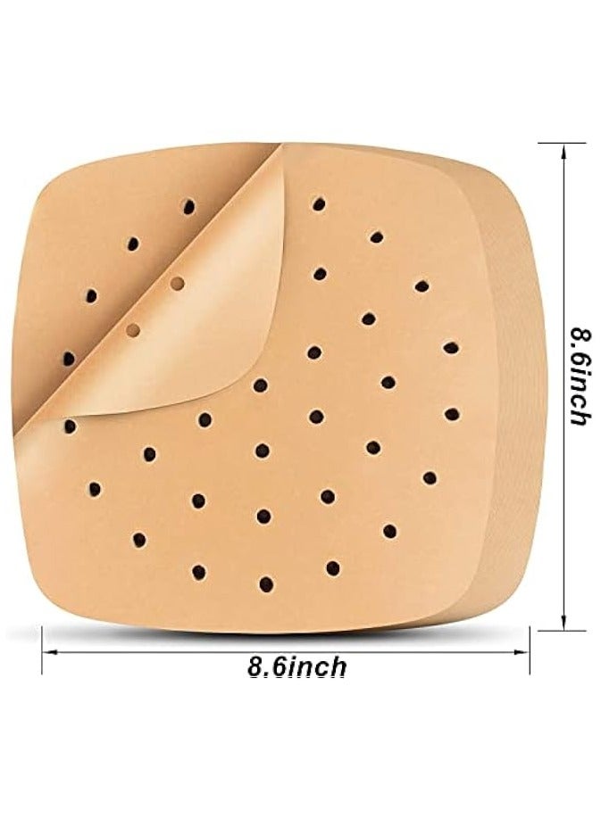 100 PCS Square Air Fryer Parchment Paper 8.5 inch Unbleached Square Air Fryer Liners/Steaming Parchment Liner for Air Fryer, Steaming Basket (8.5inch)