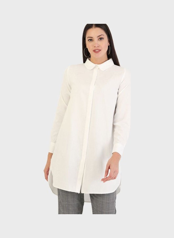 Button Down Shirt Tunic White