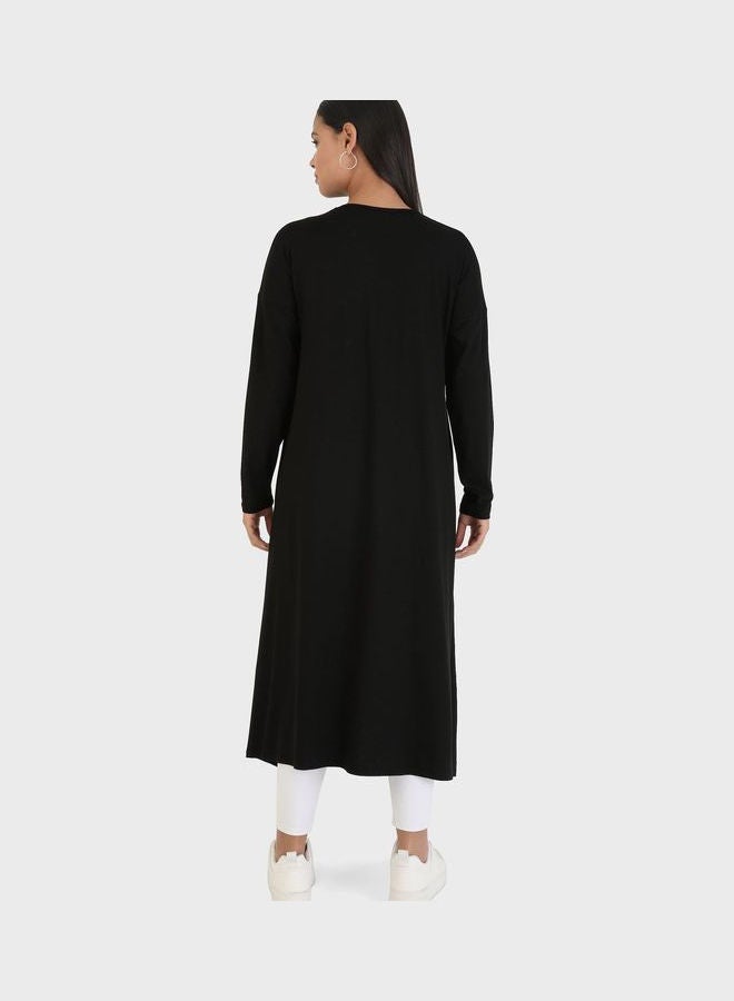 Crew Neck Longline Tunic Black