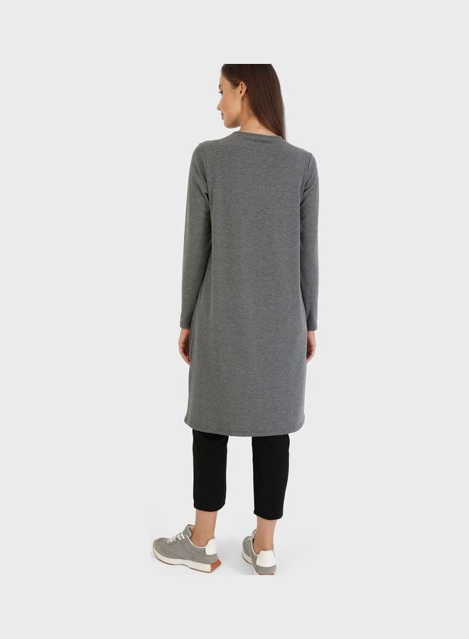 Crew Neck Knitted Tunic Grey