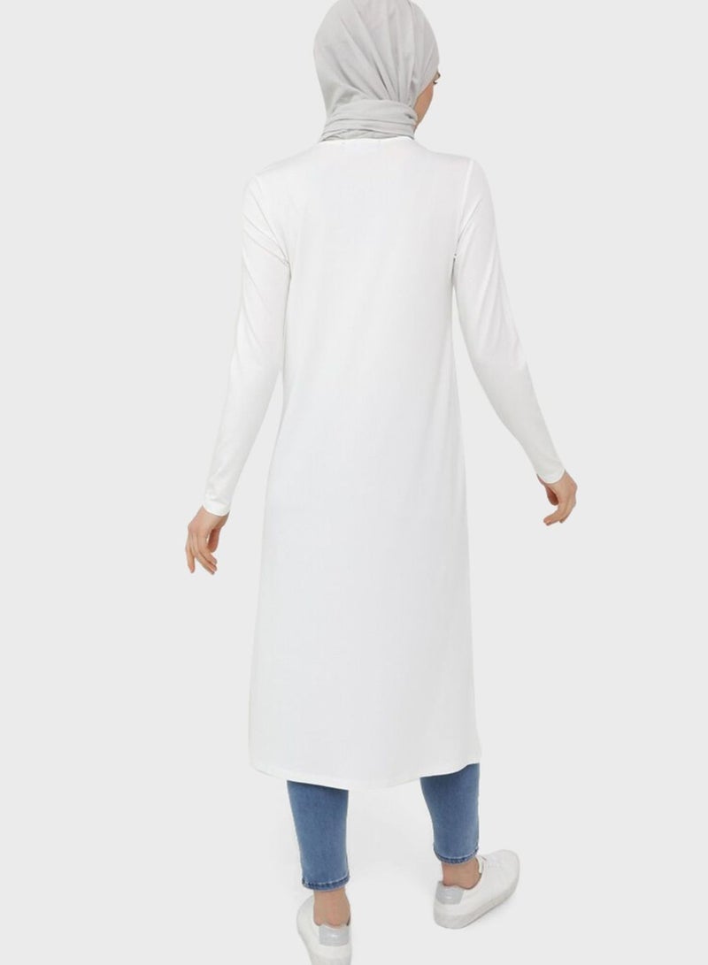 Crew Neck Longline Tunic White