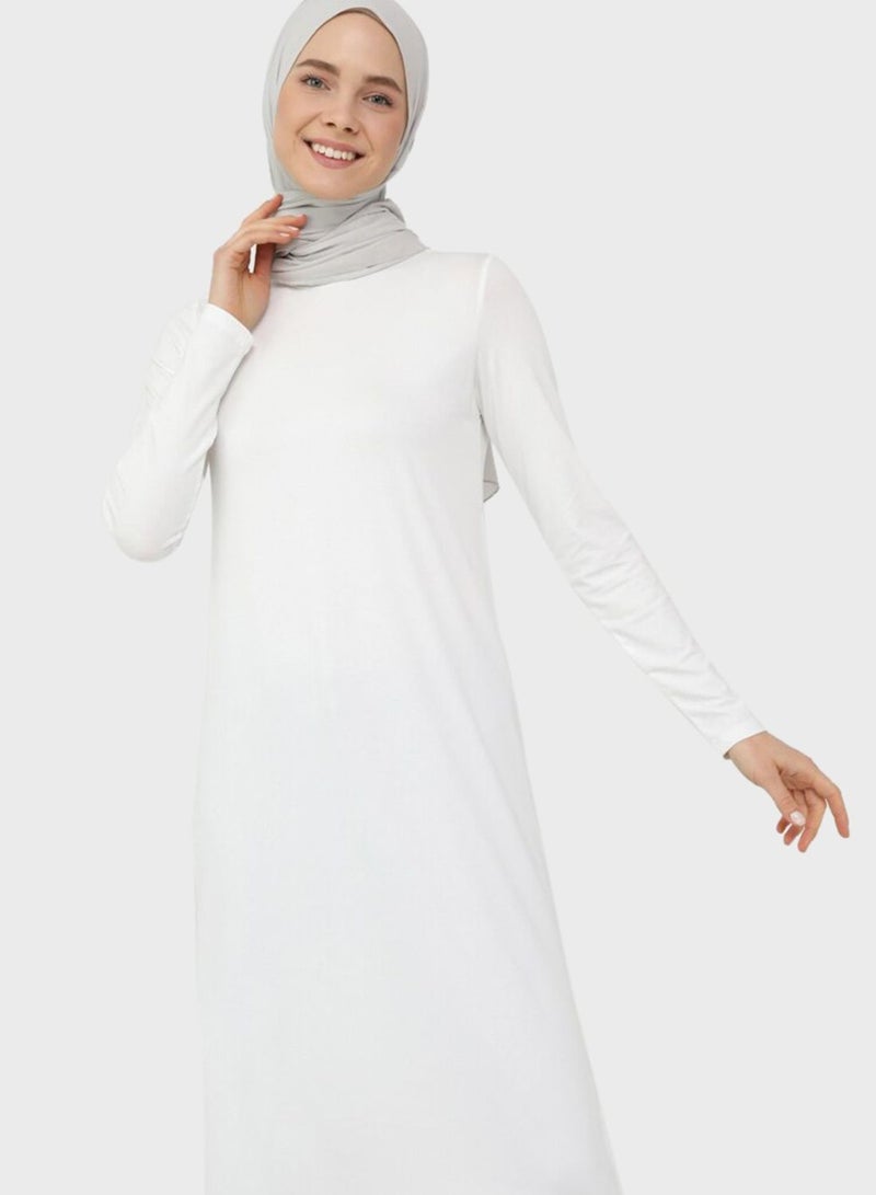 Crew Neck Longline Tunic White