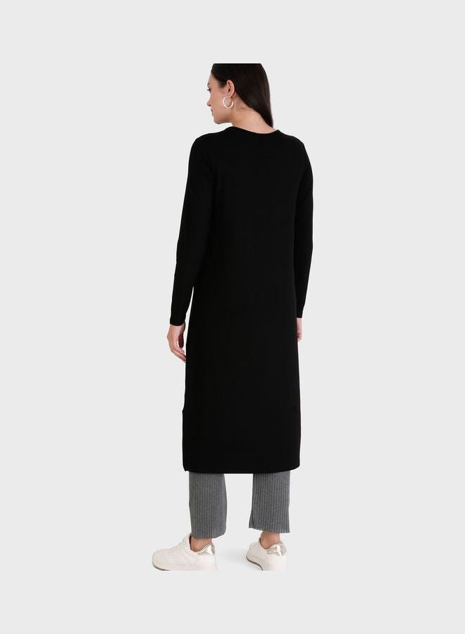 Crew Neck Longline Tunic Black