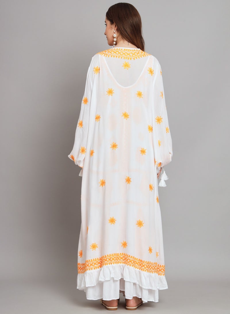 Hand Embroidered Chikankari Modal Kaftan-AL3605