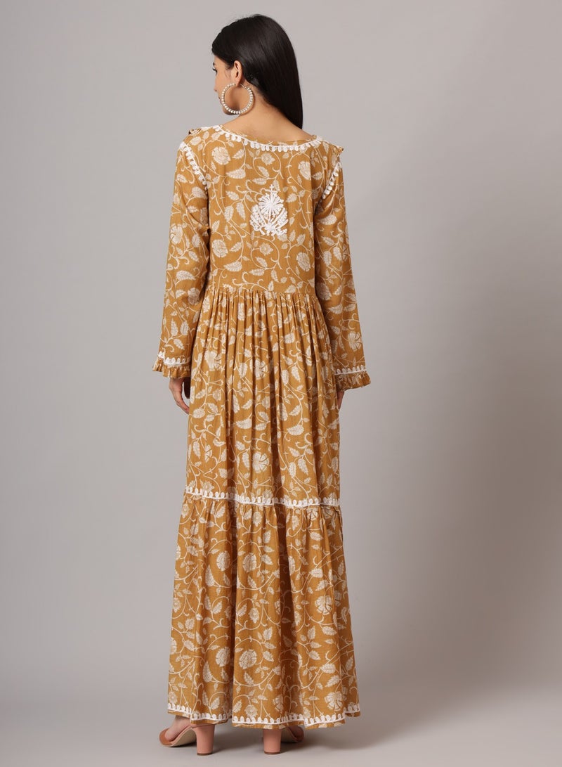 Hand Embroidered Chikankari Mulmul Cotton Jalabiya-AL3941