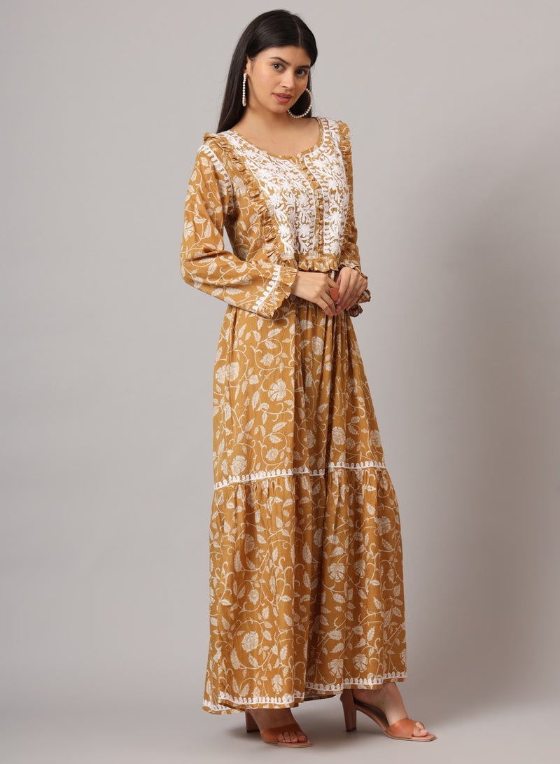 Hand Embroidered Chikankari Mulmul Cotton Jalabiya-AL3941