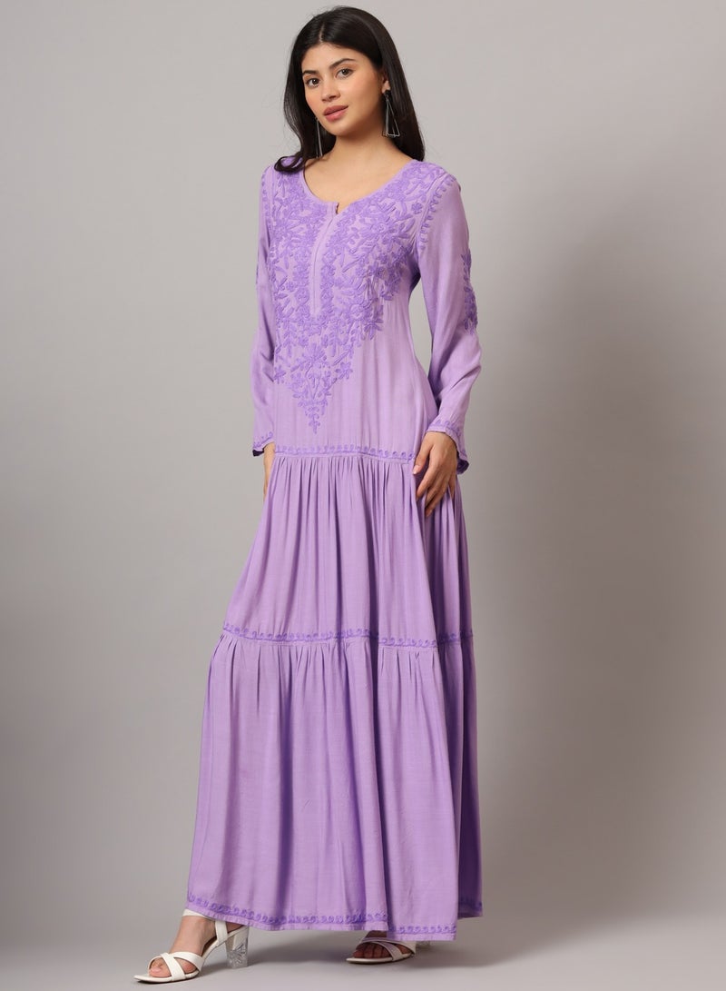 Hand Embroidered Lucknowi Chikankari  Cotton Jalabiya-AL3942