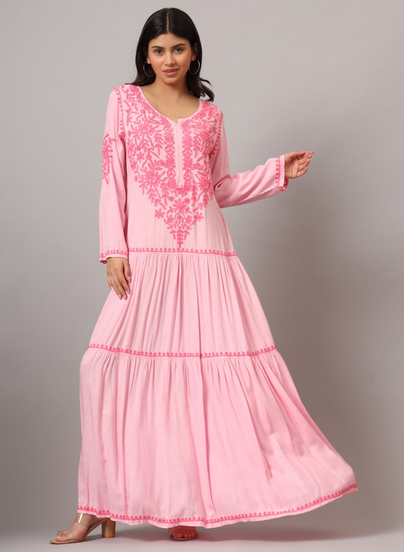 Hand Embroidered Lucknowi Chikankari  Cotton Jalabiya-AL3942