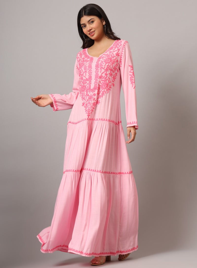 Hand Embroidered Lucknowi Chikankari  Cotton Jalabiya-AL3942