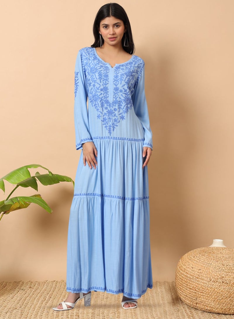 Hand Embroidered Lucknowi Chikankari Cotton Jalabiya-AL3942