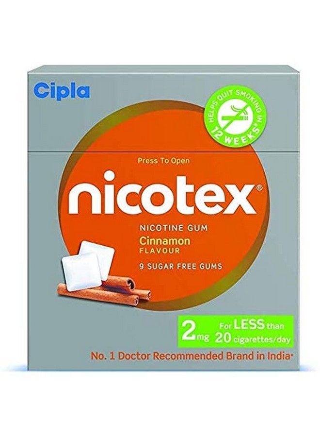 Nicotex Nicotine Sugar Free Cinnamon Gums 2Mg Helps To Quit Smoking Who Approved Therapy 9 Gums Each Pack Pack Of 18