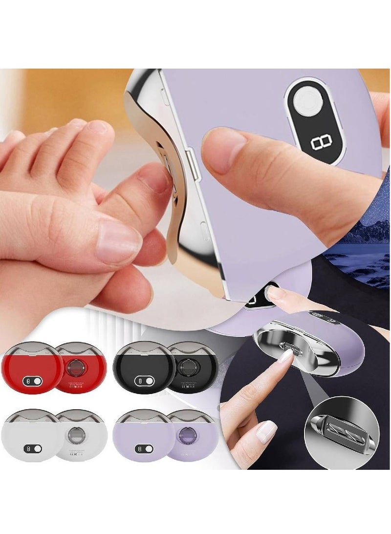 Electric Nail Clipper, with LCD Display, Portable Safety Baby Fingernail Nail Clipper, 3-Speeds Levels and Nail Clip Storage, USB Rechargeable Suitable for Babies, Children and Seniors (Red)