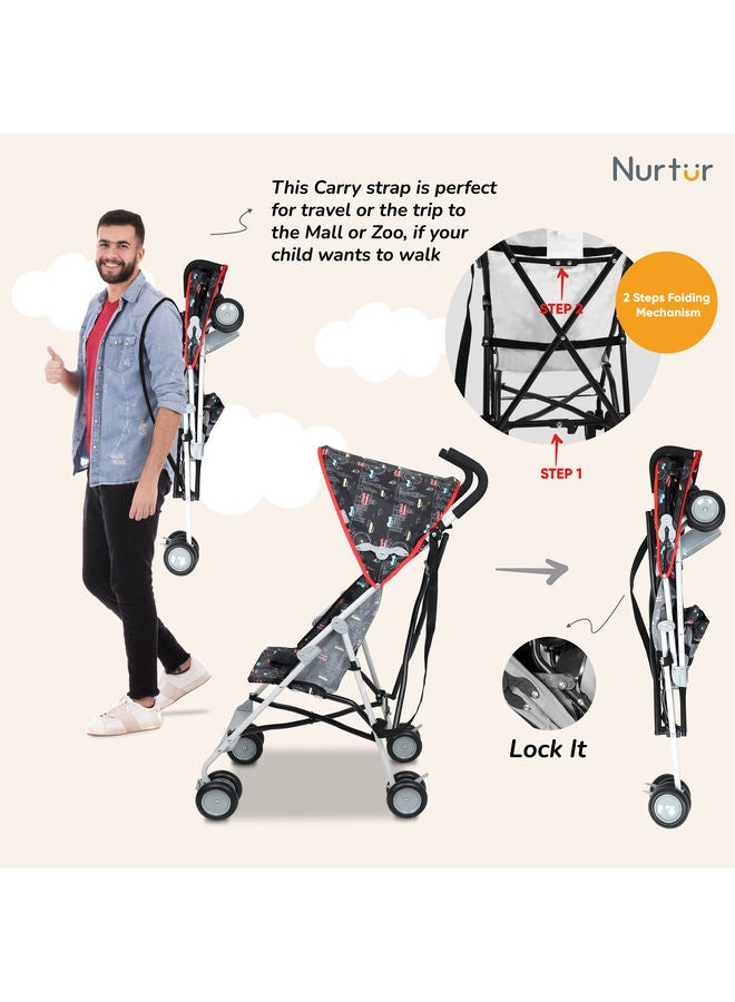 Rex Buggy Stroller Multicolor Lightweight Stroller with Compact Fold Canopy Shoulder Strap 6 to 36 monthsMulticolor Official Nurtur Product