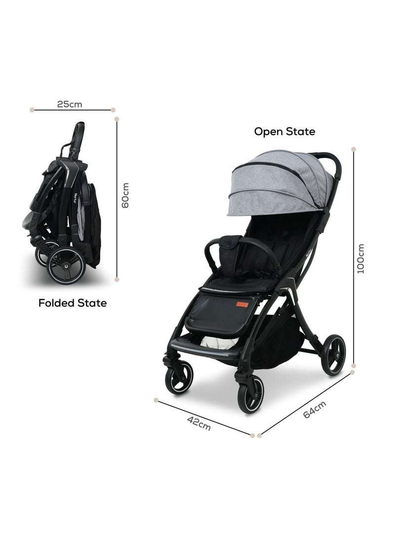 Aluminum Alloy Baby Stroller Storage Basket Detachable Bumper 5 Point Safety Harness Compact Foldable Design