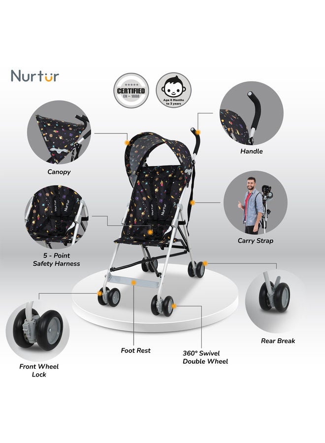 Rex Buggy Stroller Multicolor Lightweight Stroller with Compact Fold Canopy Shoulder Strap 6 to 36 monthsMulticolor Official Product