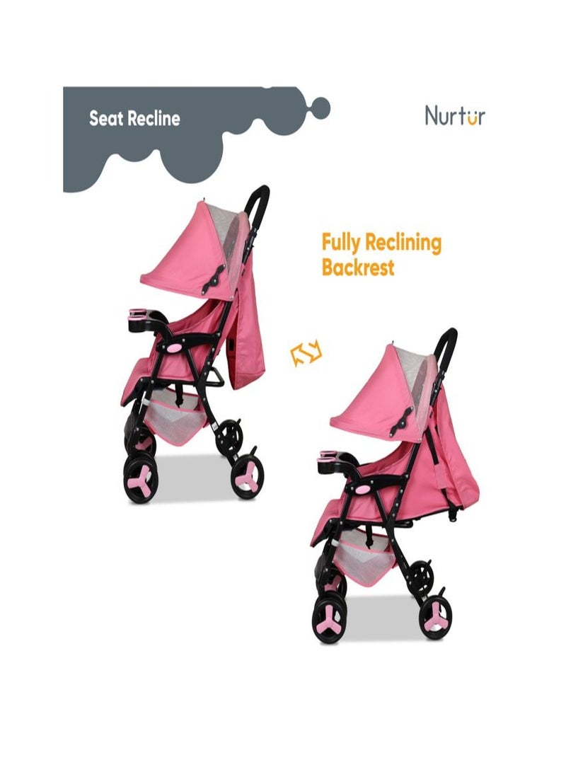 Ryder Lightweight Baby Stroller Storage Basket Detachable Food Tray 5 point harness Adjustable Canopy Adjustable Reclining Seat and Leg rest 0 to 36 months Official Nurtur Product