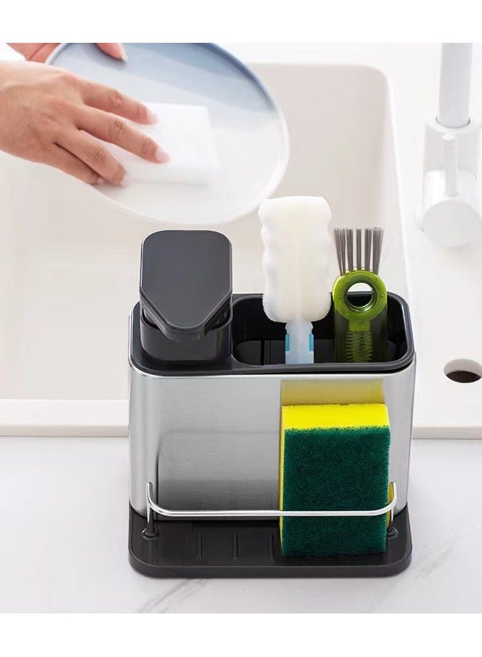 Multifunctional Surface Sink Caddy Stainless  Silver 18.5×18.2×12.8 cm