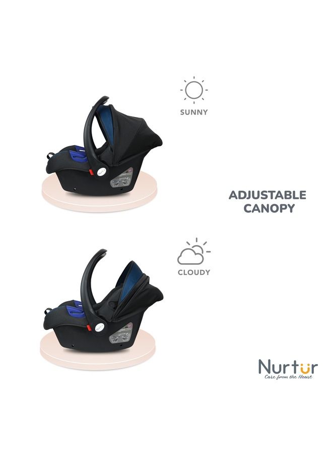 Nemo Baby Carrier Adjustable Canopy and Handle Extra Protection 3 Point Safety Harness Suitable from 0 months to 12 months Upto 13kg BlackBlue Official Product