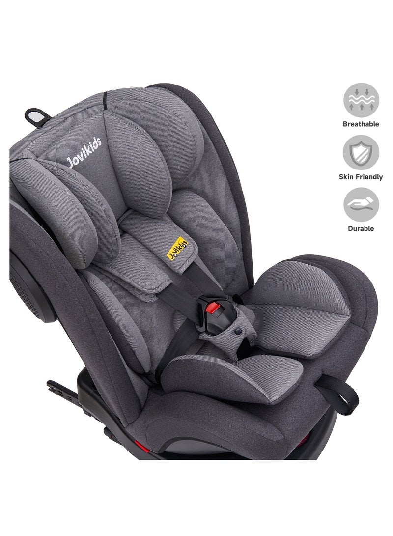 Jovikids Angela Safety Baby Car Seat with Isofix and Top Tether, 360 Degree Swivel Child Seat, Rotating Carseat for Group 0/1/2/3, 0-12 Years Old, ECE R44/04, Black