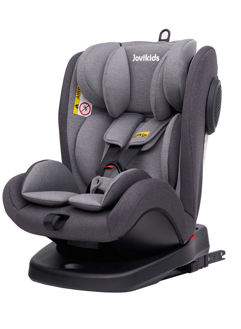 Jovikids Angela Safety Baby Car Seat with Isofix and Top Tether, 360 Degree Swivel Child Seat, Rotating Carseat for Group 0/1/2/3, 0-12 Years Old, ECE R44/04, Black