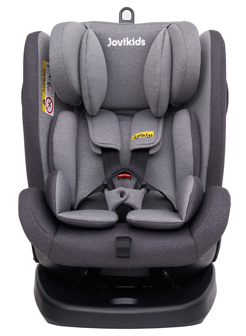 Jovikids Angela Safety Baby Car Seat with Isofix and Top Tether, 360 Degree Swivel Child Seat, Rotating Carseat for Group 0/1/2/3, 0-12 Years Old, ECE R44/04, Black