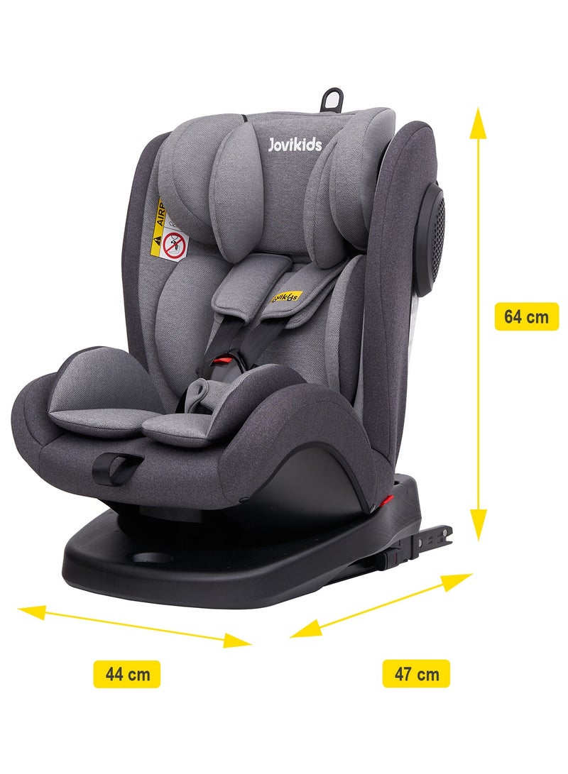 Jovikids Angela Safety Baby Car Seat with Isofix and Top Tether, 360 Degree Swivel Child Seat, Rotating Carseat for Group 0/1/2/3, 0-12 Years Old, ECE R44/04, Black
