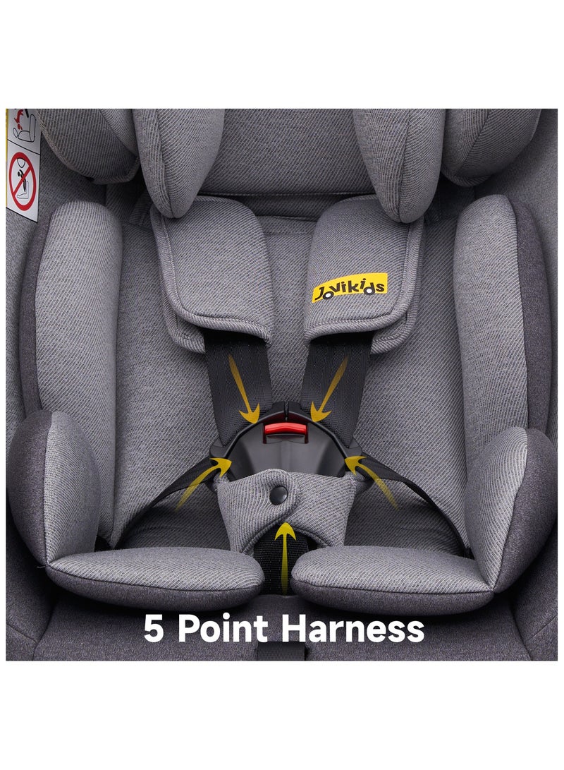 Jovikids Angela Safety Baby Car Seat with Isofix and Top Tether, 360 Degree Swivel Child Seat, Rotating Carseat for Group 0/1/2/3, 0-12 Years Old, ECE R44/04, Black