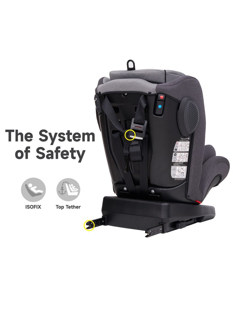 Jovikids Angela Safety Baby Car Seat with Isofix and Top Tether, 360 Degree Swivel Child Seat, Rotating Carseat for Group 0/1/2/3, 0-12 Years Old, ECE R44/04, Black