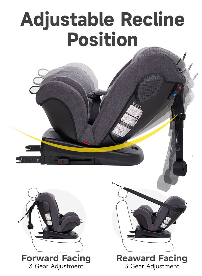 Jovikids Angela Safety Baby Car Seat with Isofix and Top Tether, 360 Degree Swivel Child Seat, Rotating Carseat for Group 0/1/2/3, 0-12 Years Old, ECE R44/04, Black