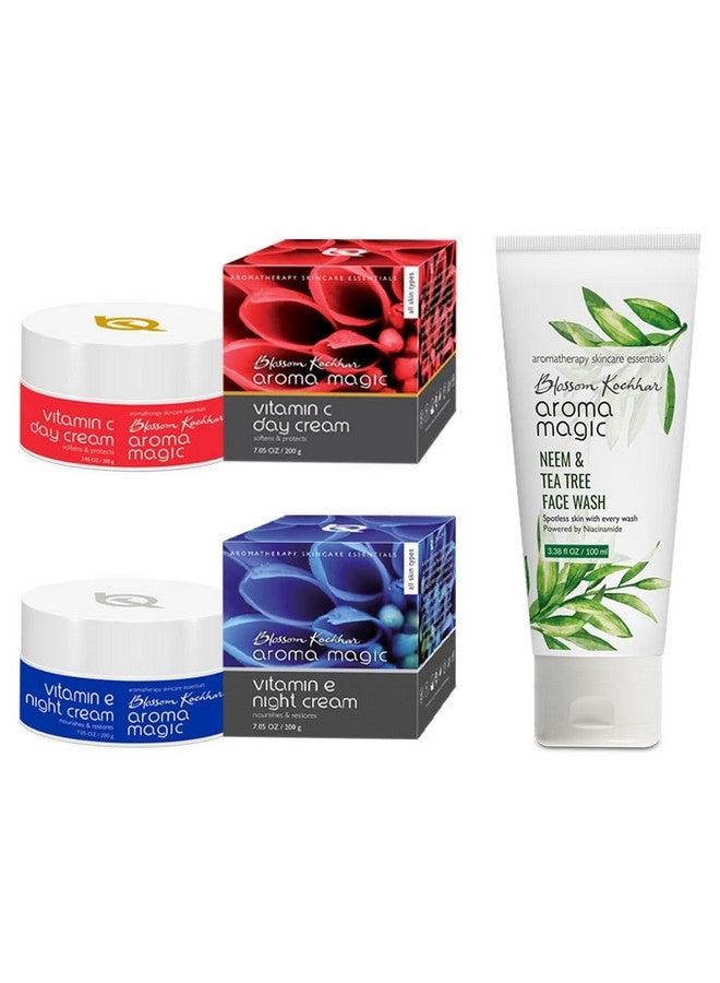 Vit C Day Cream 50Gm + Vit E Night Cream 50 Gm + Neem Tea And Tree Face Wash 100 Ml (3 Items In The Set)