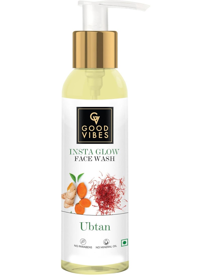 Good Vibes Ubtan Insta Glow Face Wash, 120 ml | Brightening, Soothing, Moisturizing Face Cleanser For All Skin Types | With Turmeric, Saffron, Vitamin B3 | No Parabens, Sulphates & Mineral Oil