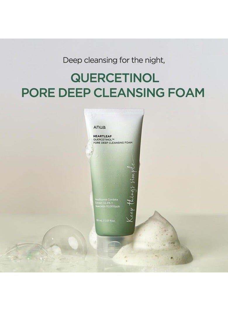 Heartleaf Quercetinol Pore Deep Cleansing Foam White 150ml with Cream Mask Night Solution 14ml