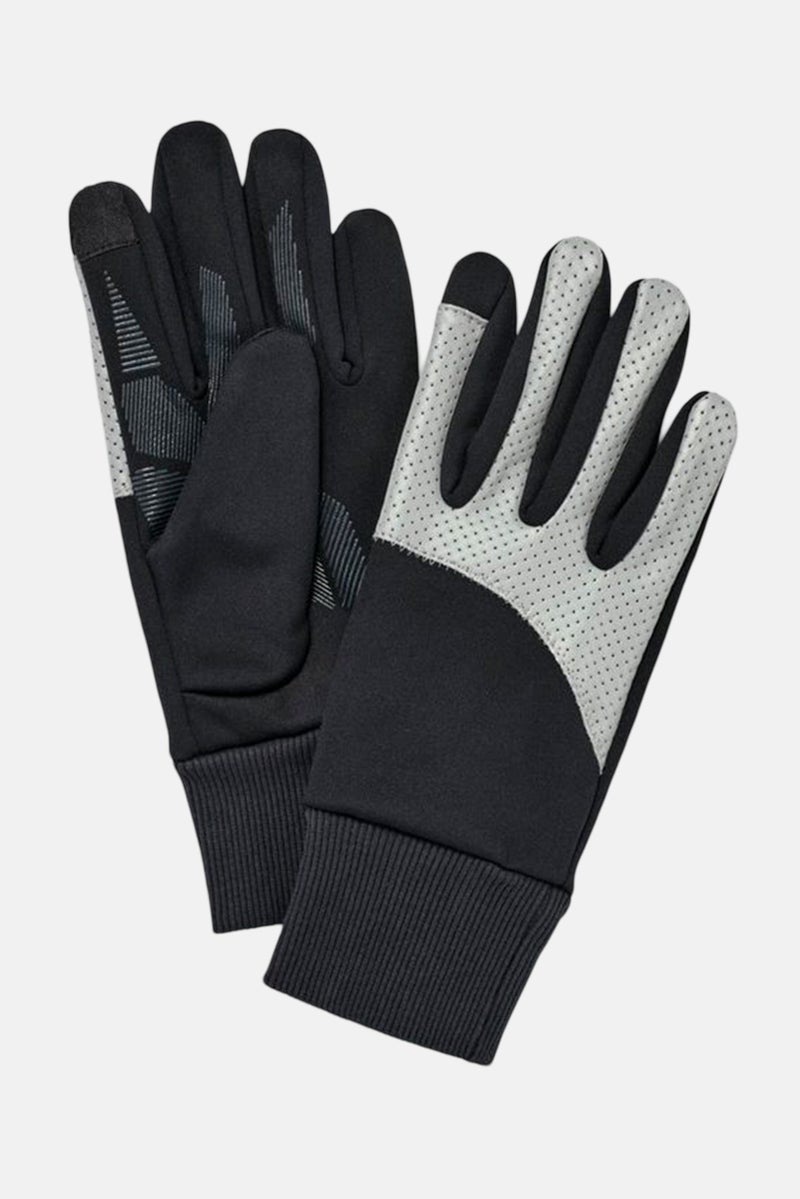 Men 1 Pair Wind Proof Gloves, Black/Grey