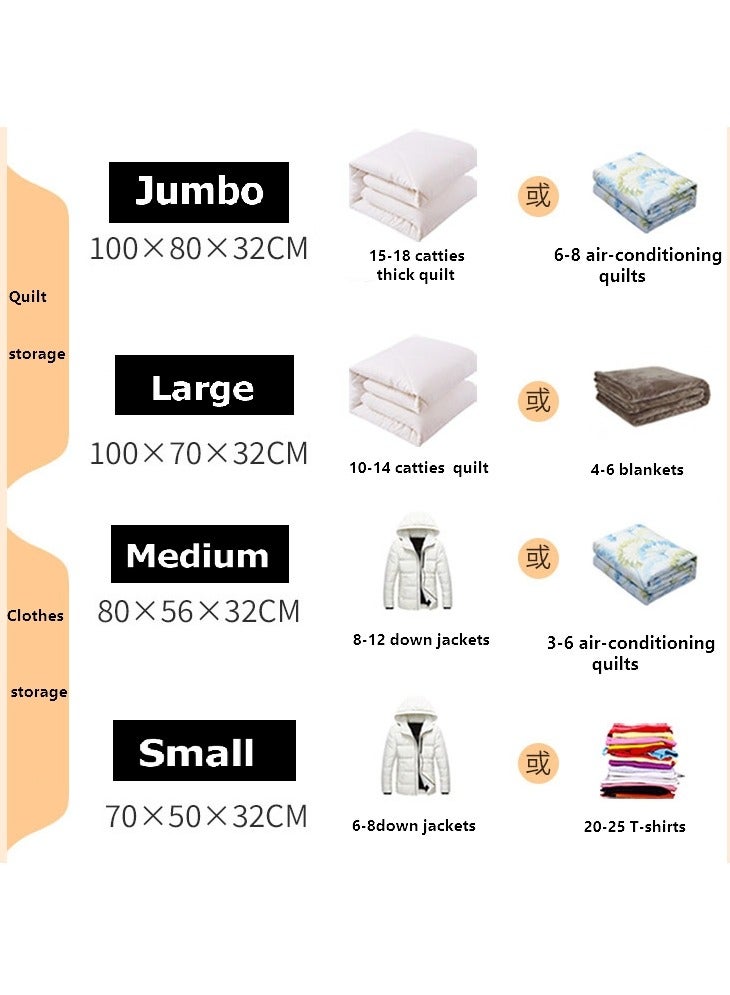 Vacuum Storage Bags of 4 pcs,No Pump Required,Space Saver Bags,Jumbo Cube bag,Extra Large Vacuum Sealer Bags for Comforters Blankets Bedding Duvet,Closet Organizers (S-M-L-XL, 4pcs)