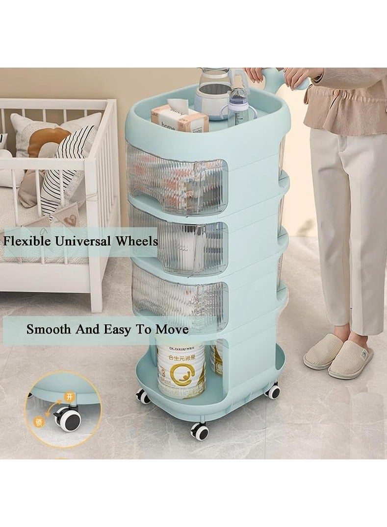 Storage cabinets For Baby Accessories Multi-layer large capacity baby care food grade snack removable Trolley lockers(Blue)