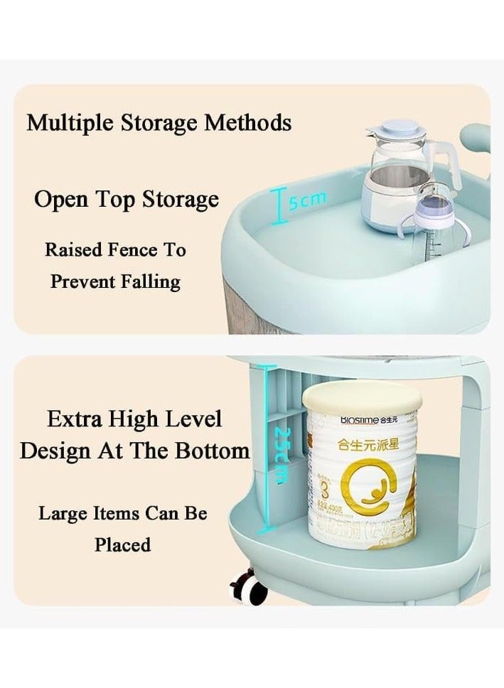 Storage cabinets For Baby Accessories Multi-layer large capacity baby care food grade snack removable Trolley lockers(Blue)