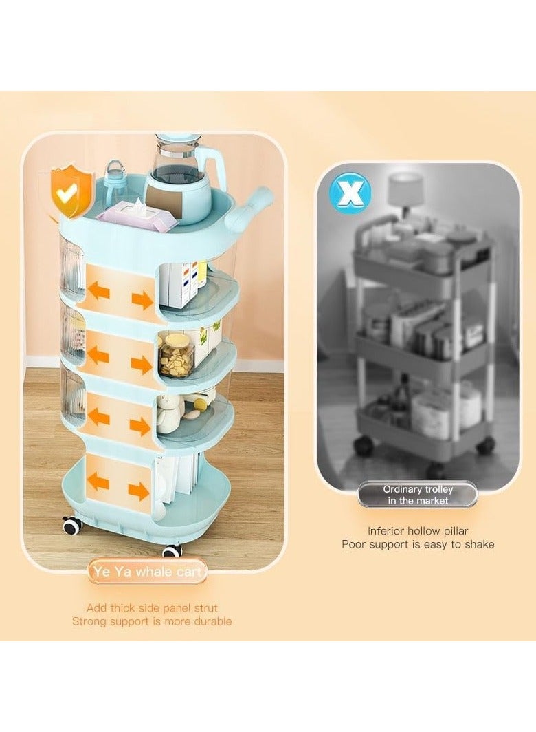 Storage cabinets For Baby Accessories Multi-layer large capacity baby care food grade snack removable Trolley lockers(Blue)