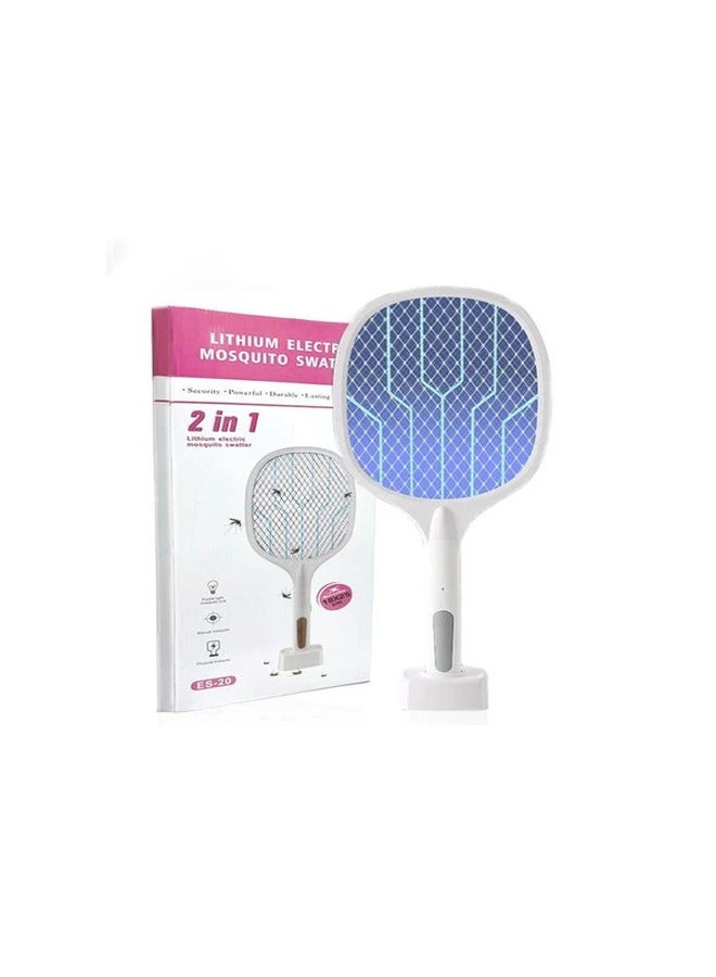 Electric Mosquito Killer Racket with Hand Warmer Function - White