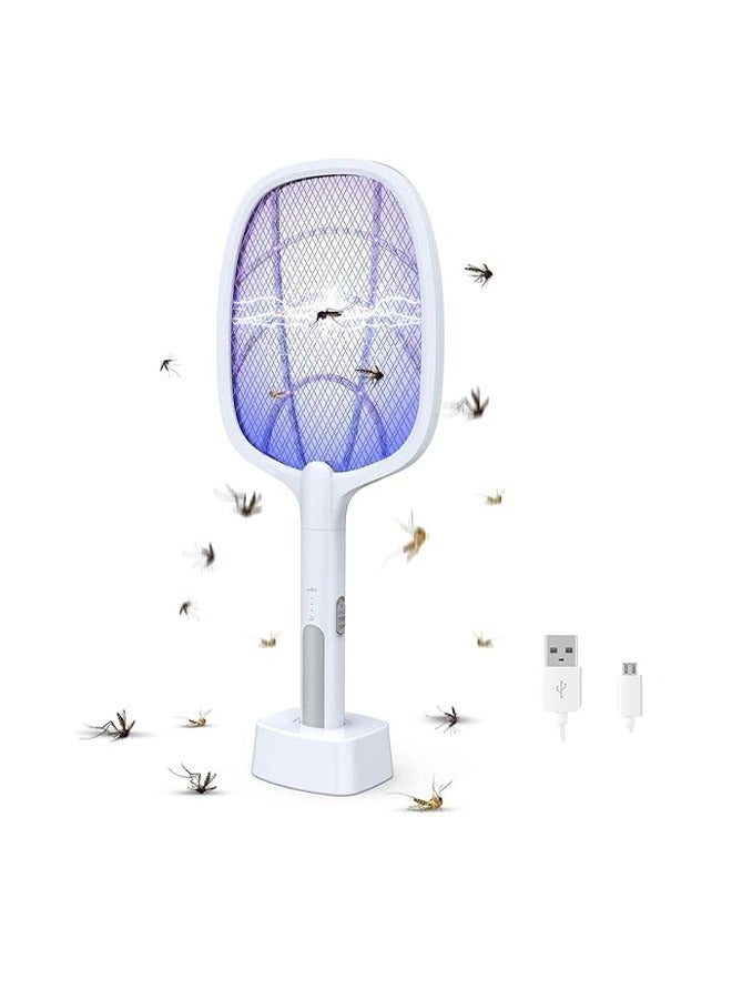 Electric Mosquito Killer Racket with Hand Warmer Function - White