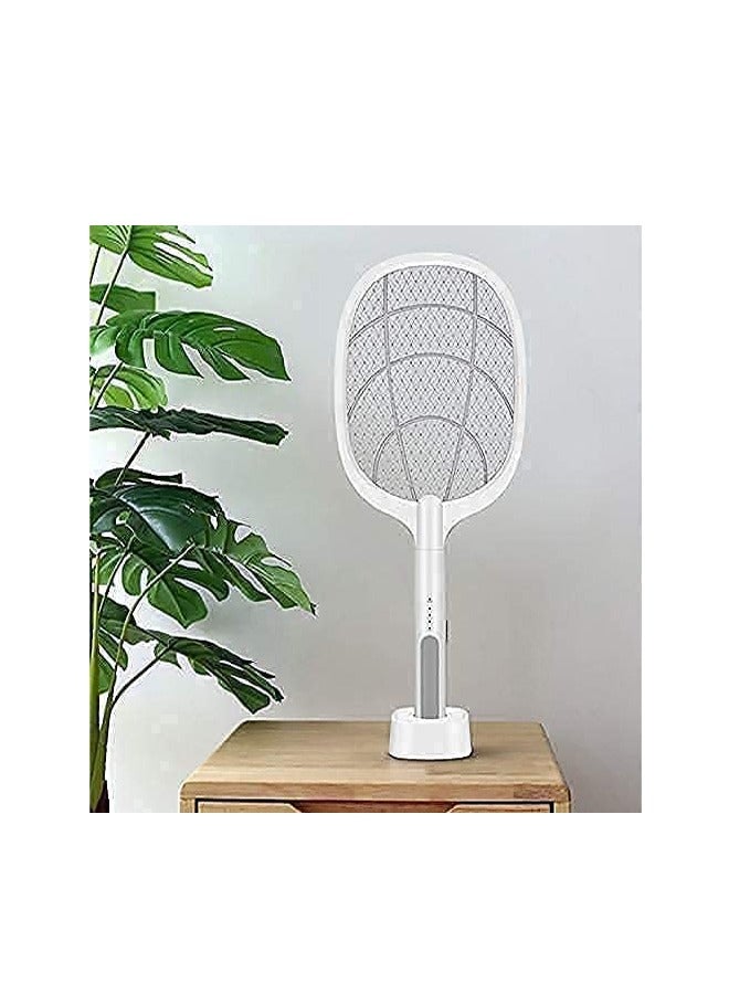 Electric Mosquito Killer Racket with Hand Warmer Function - White