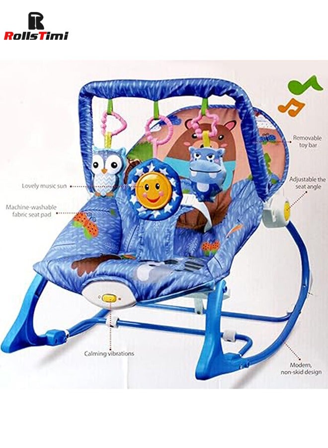 Foldable Baby Rocking Chair With Music Vibration And Hanging Toys