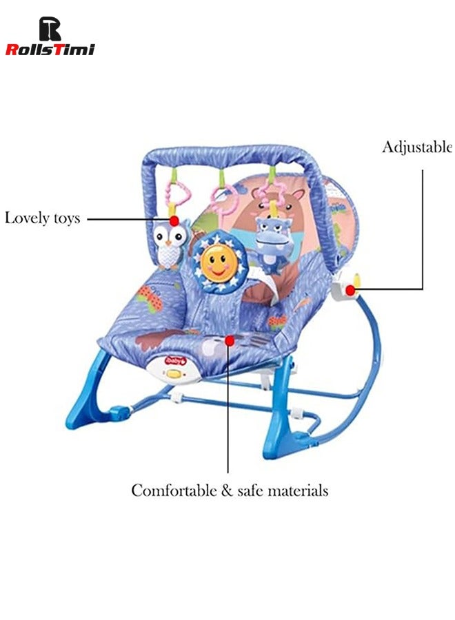 Foldable Baby Rocking Chair With Music Vibration And Hanging Toys