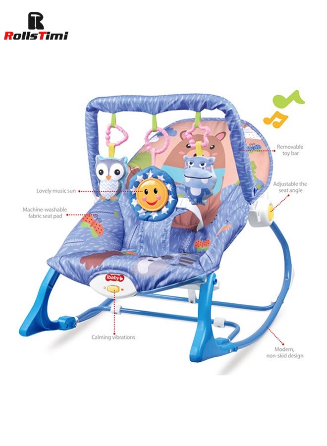 Foldable Baby Rocking Chair With Music Vibration And Hanging Toys